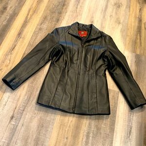 Dark brown womens leather jacket small $20